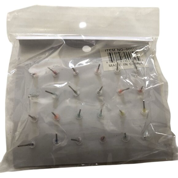 Colorful Round Stud Earrings Set  12 Pairs Mixed Colors Fashion Jewelry - Picture 3 of 4